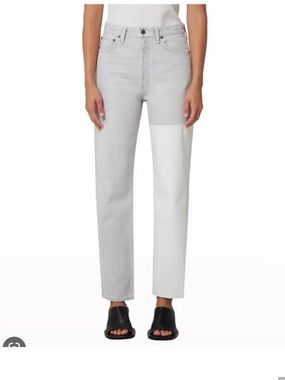 Agolde Two-Tone Straight Leg Jeans - Light Gray & White